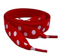 Red Polka Dot Satin Ribbon Shoelaces 120cm / 47“ Long to fit trainers and 6 Eyelet 101 style boots