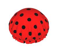 Red Polka Dot Shower Caps Bath Cap For Women Adjustable Double Layer Hair Protection Spa Salon Shower Hat