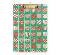 Red Polka Dot Strawberries Doctors clipboard Plastic for Teacher Portfolio clipboard Size 9 x 12 Gold