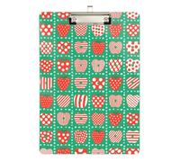 Red Polka Dot Strawberries Doctors clipboard Plastic for Teacher Portfolio clipboard Size 9 x 12 Silver