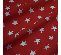 Red Polycotton Fabric with White Stars (Per Metre)