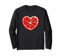 Red Pomegranate Heart Shape Tropical Fruit Kawaii Design Long Sleeve T-Shirt