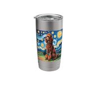 Red Poodle Dog Van Gogh Style Starry Night Stainless Steel Insulated Tumbler