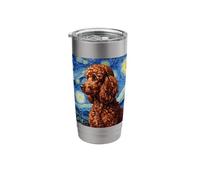 Red Poodle Dog Van Gogh Style Starry Night Stainless Steel Insulated Tumbler