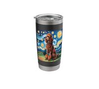 Red Poodle Dog Van Gogh Style Starry Night Stainless Steel Insulated Tumbler