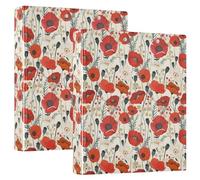 Red Poppies 3 D-Ring Binder A4 2 Pack with 200 Sheet for Kids School Supplies Women Men Office