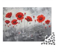 Red Poppies Art 1000 Pieces Sturdy Cardboard Classic Jigsaw Puzzle Adults Kids Impossible Hard Difficult Challenging Decompression Wall Decor Gift Idea 70x50cm/1000pcs