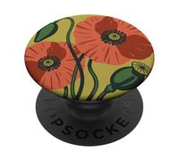 Red Poppies Botanical Art - Vintage Floral Illustration PopSockets Adhesive PopGrip