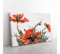Red Poppies By Charles Demuth Classic Painting Canvas Wall Art Print Ready to Hang, Framed Picture for Living Room Bedroom Home Office Décor, 60x40 cm (24x16 Inch)
