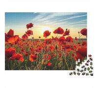 Red Poppies Field 1000 Pieces Puzzles Colorful Red Flower Forest Decoration Puzzle Educational Game for Men And Women Challenging Jigsaw Jigsaw Puzzles for Adults 38x26cm/1000pcs