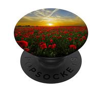 Red Poppies Flower Field at Sunset PopSockets Swappable PopGrip