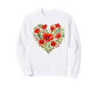 Red Poppies in the shape of a love heart Poppy Illustration Sweatshirt