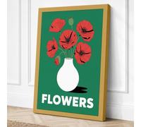 Red Poppies in White Vase Canvas Wall Art Print 18x12 Inch | Ready to Hang, Gallery Wrapped, Fade-Resistant Inks, Securely Packaged, UK Made