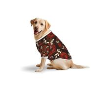 Red Poppies & Lily of the Valley Print Breathable Dog Tshirt for Medium Large Breed