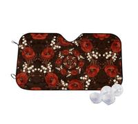 Red Poppies & Lily of the Valley Print Foldable Car Windshield Sun Shade