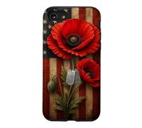 Red Poppies Memorial Day Remembrance American Flag Case for iPhone SE (2020) / 7/8