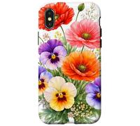 Red Poppies Multicolored Pansies Full Bloom Shapes Mania Case for iPhone X/XS