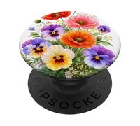 Red Poppies Multicolored Pansies Full Bloom Shapes Mania PopSockets Adhesive PopGrip