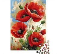 Red Poppies Painting 1000 Pc Extra-thick Cardboard Premium Jigsaw Puzzle Teen Fans 12-18 Hard Difficult Challenge Fun Present 70x50cm/1000pcs