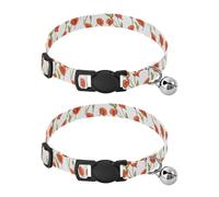 Red Poppies Petals Cat Collar 2 Pack Lightweight Small Dog Collar Adjustable Length 10.6" to 17.1"