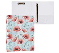 Red Poppies Print 3 D-Ring Binder A4 1 Pack with 200 Sheet for Kids School Supplies Women Men Office
