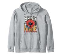 Red Poppies Remember and Honor Zip Hoodie