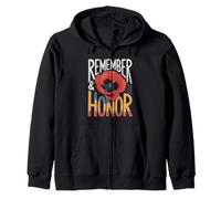 Red Poppies Remember and Honor Zip Hoodie