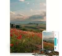 Red Poppies Tuscany 1000 Piece Jigsaw Puzzles for Adults Jigsaw Recall Boost Mental Relax Smooth Cut Birthday Gift (50x75cm)