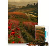 Red Poppies Tuscany 1000 Piece Jigsaw Puzzles for Teenagers Jigsaw Wise Think Toy Relax Time Clear Cut Festival Gift (50x75cm)