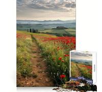 Red Poppies Tuscany Jigsaw Puzzles 1000 Pieces for Adults Strengthen Memory Group Joy Clean Edge Stylish Gift (38x52cm)
