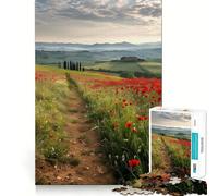 Red Poppies Tuscany Jigsaw Puzzles 1000 Pieces for Adults Strengthen Memory Group Joy Clean Edge Stylish Gift (38x52cm)
