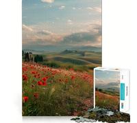 Red Poppies Tuscany Jigsaw Puzzles for Adults 1000 Pieces Brain Skill Relaxed Mind Exact Edge Art Collection Piece (38x52cm)