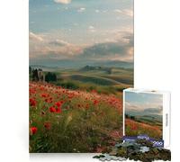 Red Poppies Tuscany Jigsaw Puzzles for Adults 1000 Pieces Brain Skill Relaxed Mind Exact Edge Art Collection Piece (38x52cm)