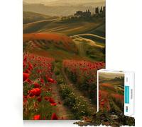 Red Poppies Tuscany Jigsaw Puzzles for Adults1000 Pieces Mind Skill Toy Quiet Hobby Design Assembly (38x26cm)
