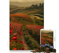 Red Poppies Tuscany Jigsaw Puzzles for Adults1000 Pieces Mind Skill Toy Quiet Hobby Design Assembly (38x26cm)