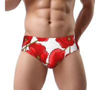 Red PoppiesMen's Briefs No Fly Underwear Support Pouch Comfort Soft Briefs for Men