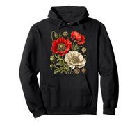 Red Poppy Anatomy Wildflower Botanical Leaf Stem Study Pullover Hoodie