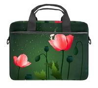Red Poppy and Spirit Laptop Case Bag Sleeve Portable Crossbody Messenger Briefcase w/Strap Handle, 13 14 inch