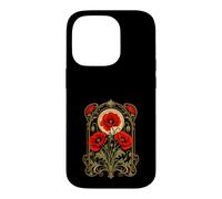 Red Poppy Art Nouveau Flower Floral Case for iPhone 14 Pro