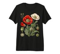 Red Poppy Botanical Anatomy Flower Capsule Study Premium T-Shirt