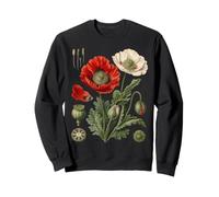 Red Poppy Botanical Anatomy Flower Capsule Study Sweatshirt
