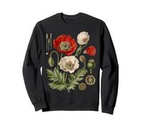 Red Poppy Botanical Specimen Flower Anatomy Sweatshirt