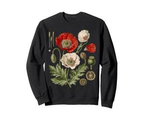 Red Poppy Botanical Specimen Flower Anatomy Sweatshirt