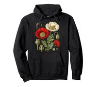 Red Poppy Botany Study Floral Anatomy Pod Sections Pullover Hoodie
