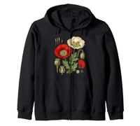 Red Poppy Botany Study Floral Anatomy Pod Sections Zip Hoodie