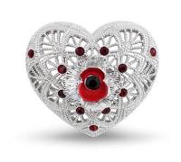 Red Poppy Brooch, Silver Edged Poppy Badges And Pins, Premium Handmade Enamel Lapel brooch pin,Suitable for Day and Memorial Day, Unisex (A)