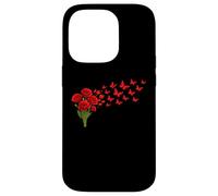 Red Poppy Butterfly Flower Gardening Floral Case for iPhone 14 Pro