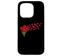 Red Poppy Butterfly Flower Gardening Floral Case for iPhone 15 Pro