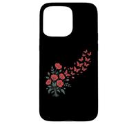 Red Poppy Butterfly Flower Gardening Floral Case for iPhone 15 Pro Max