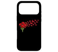 Red Poppy Butterfly Flower Gardening Floral Case for iPhone 17 Pro Max